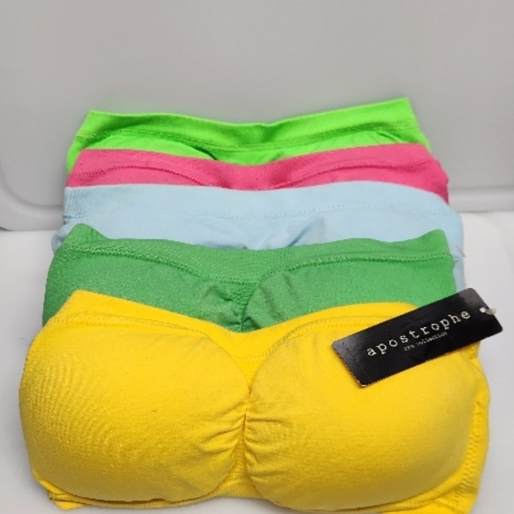 Apostrophe Multicolor Seamless Bandeau Crop Tops - Yellow, Green, Pink, Blue
